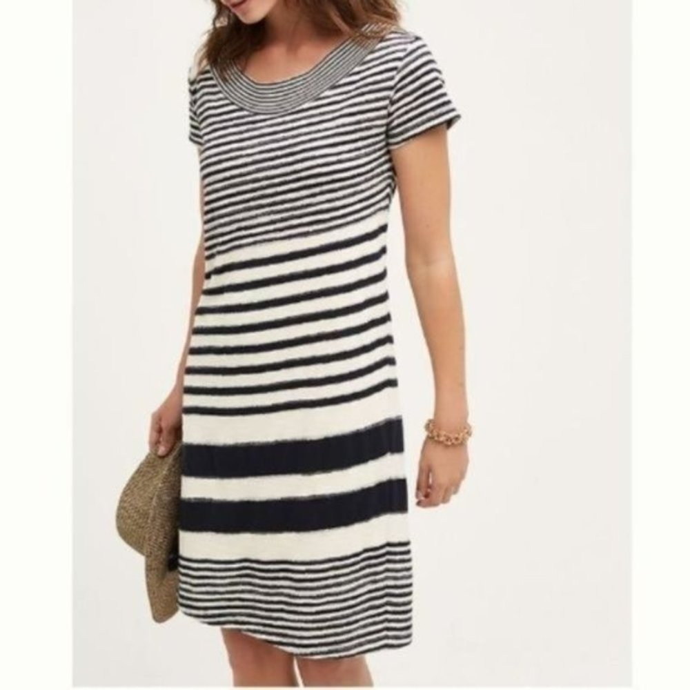 Maeve Anthropologie Haven Short Sleeve Sweater Striped Blue White Dress size M M